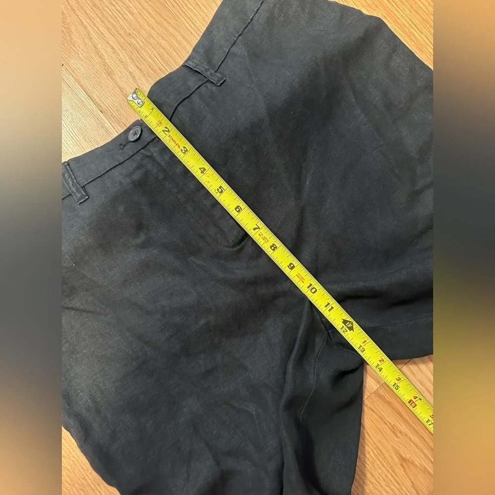 Jones New York 100% Linen Black Size 12 Straight Leg Pants High Rise Career Wear